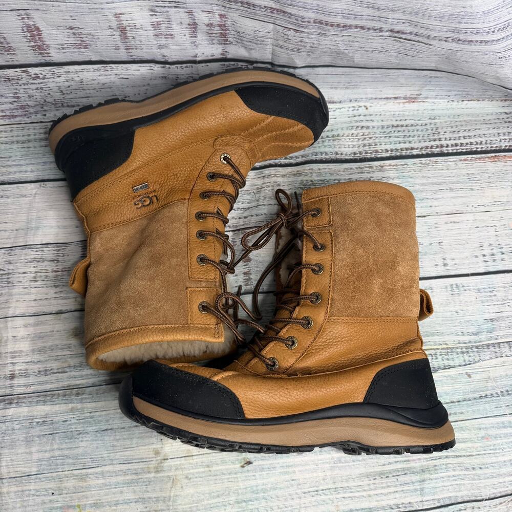 UGG Adirondack Tall Chestnut Leather Suede Shearling Waterproof Boots Women 9